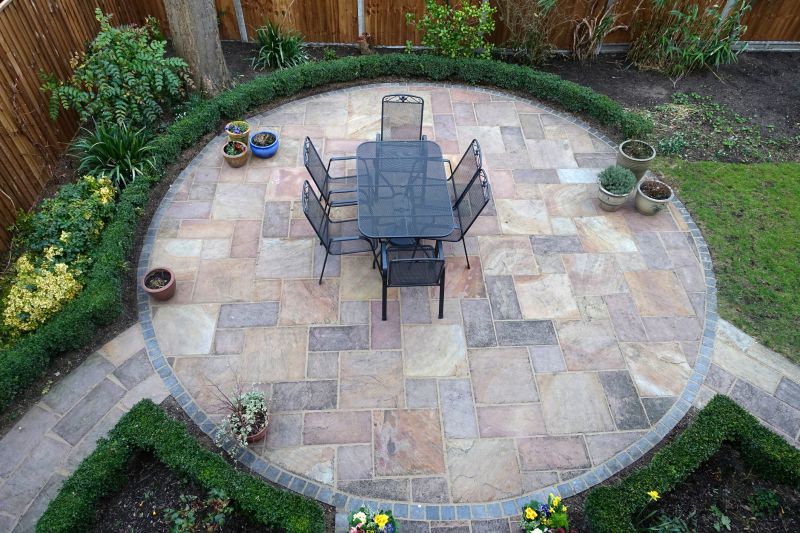 Finished paver patio with seating area
